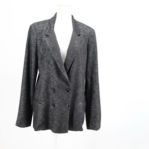 BCBGeneration Knit Double Breasted Blazer Jacket Dark Gray Stretch L Normcore